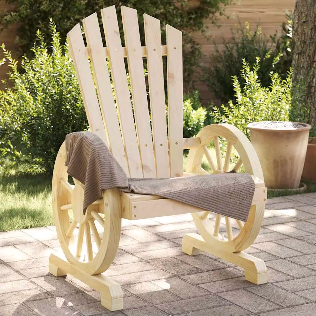 Set di 4 sedie da giardino Adirondack vidaXL in legno massello di abete, colore beige/marrone – 1