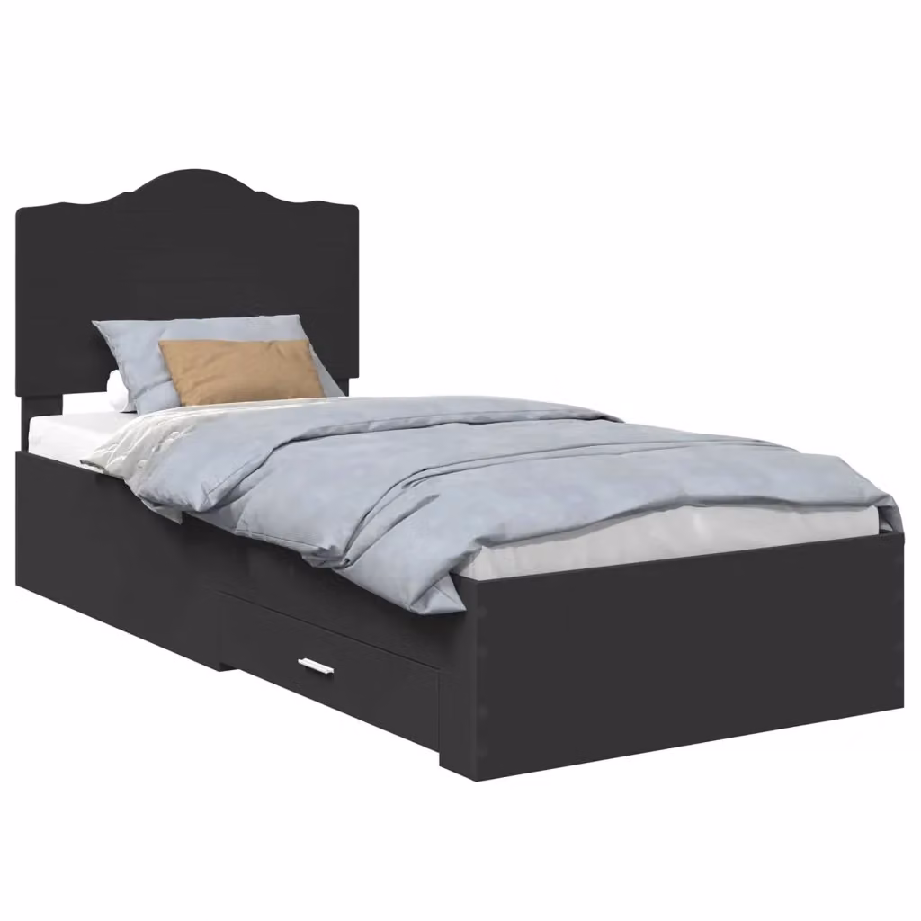 Struttura letto moderno vidaXL con cassetti in legno ingegnerizzato nero L 100 x P 200 cm – 2