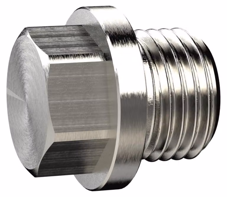Tappo a vite Riegler, esagono esterno e collare, G 2, SW 36, MS nichelato