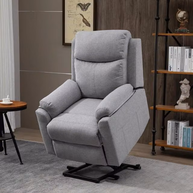 Poltrona relax elettrica 83x89x102 cm con alzapersona e reclinazione in poliestere grigio