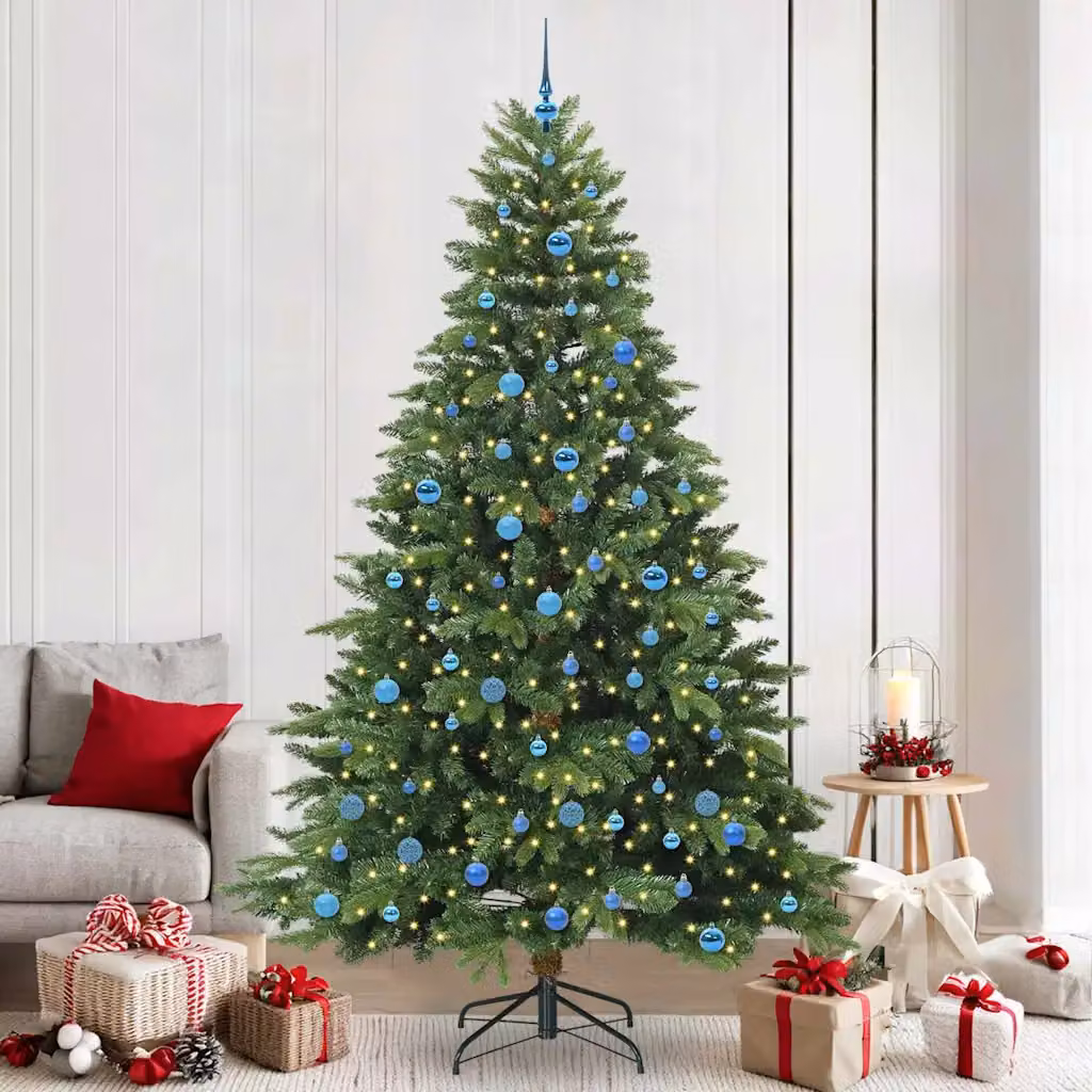 Albero di Natale artificiale moderno vidaXL verde con 300 LED luce bianca calda in PE e PVC, Altezza: 240 cm