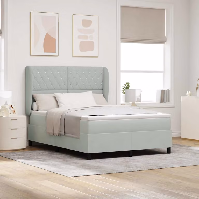 Letto ibrido con testiera in velluto vidaXL Grigio, L/P: 140 x 200 cm