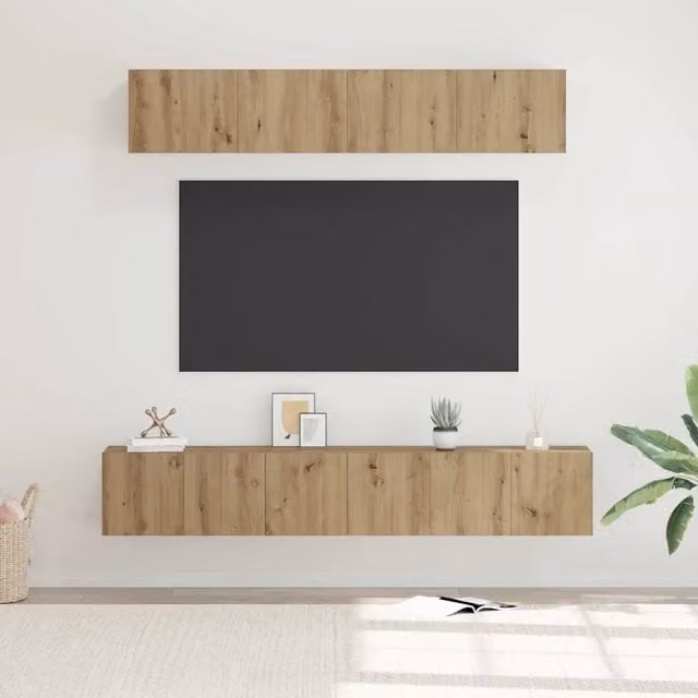 Set mobile TV moderno vidaXL in legno ingegnerizzato marrone da 5 pezzi per soggiorno