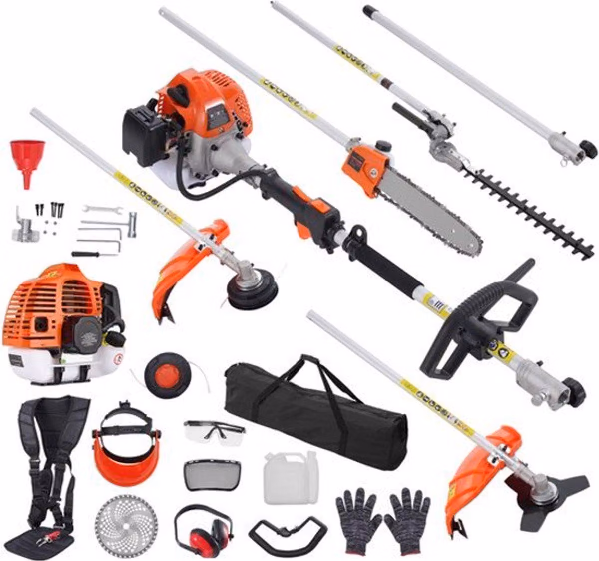 Tagliasiepi Heggenschaar, 52 CC, 6 funzioni: carburante, motore da 52 CC, serbatoio da 1,15 litri, materiali: alluminio e plastica