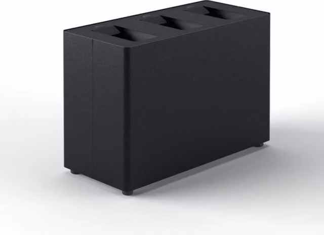 Pattumiera a 3 Scomparti Totale 72 L 71,5x33x49 cm con Contenitori Interni in Acciaio Verniciato Nero
