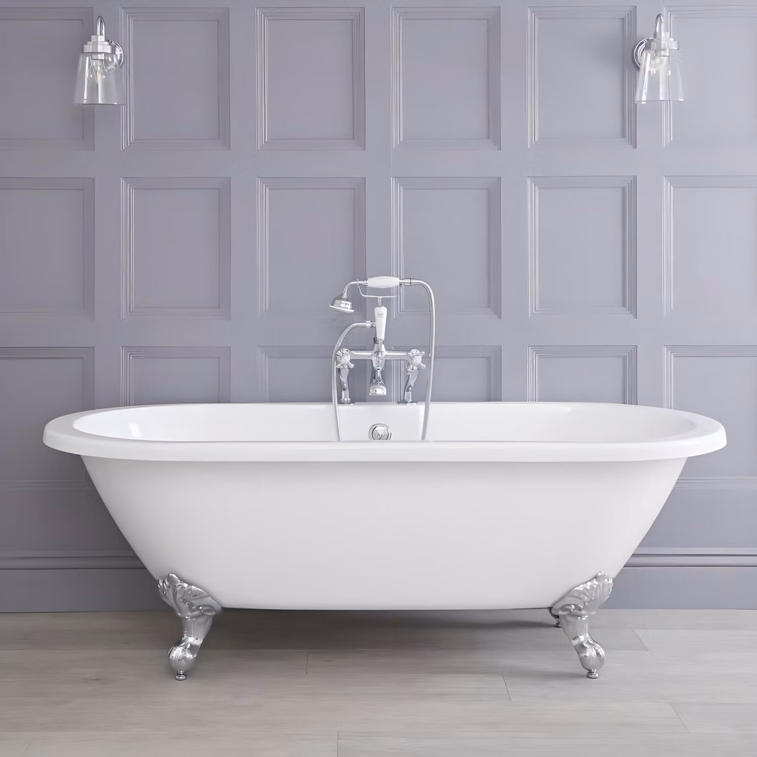 Vasca Freestanding Doppia Estremità 1780x825mm - Bordo arrotondato - Piedini cromati - Legend