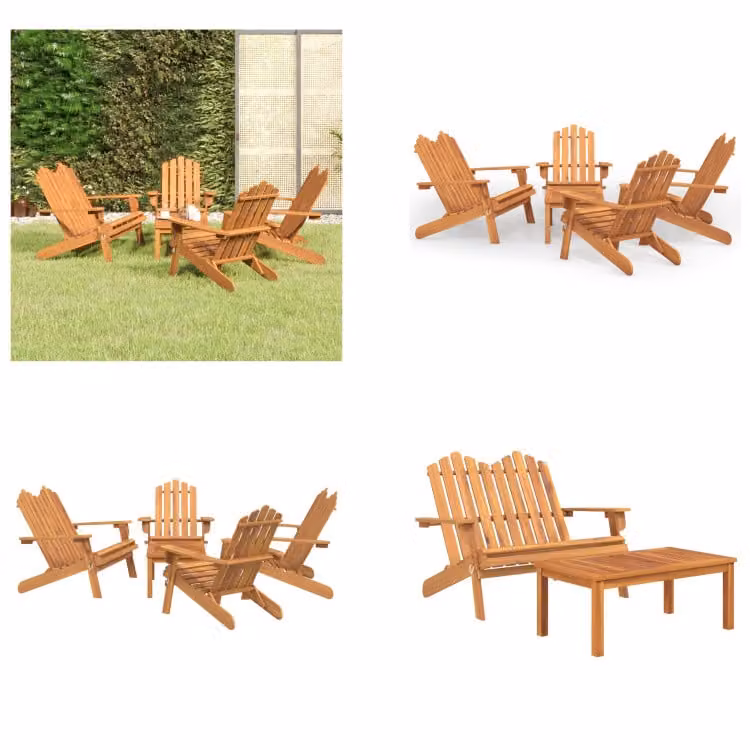 vidaXL Set salotto da giardino 5 pezzi Adirondack in legno massiccio di acacia - Set salotto da giardino - Set salotto da giardino - Set mobili da giardino