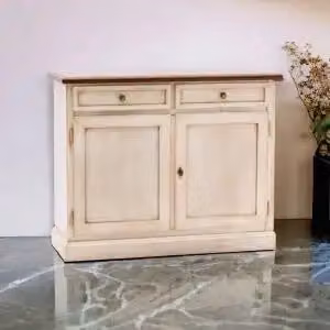 Credenza madia buffet in legno Shabby chic 2 ante mod Martini bicolore bianca anticato e noce scuro