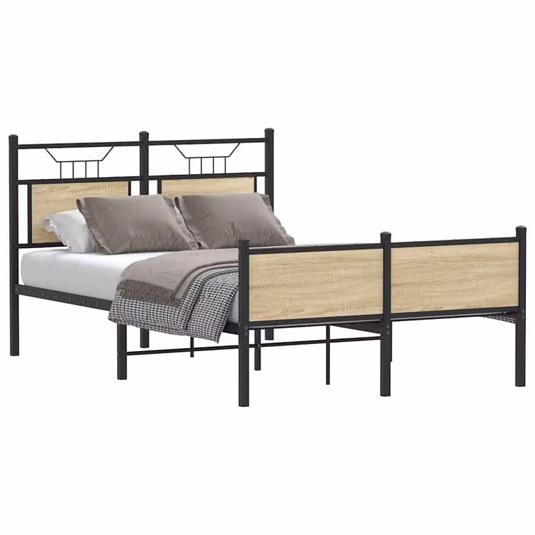 vidaXL Giroletto senza materasso in Rovere Sonoma e metallo, L/P/H: 200 x 120 x 76,5 cm