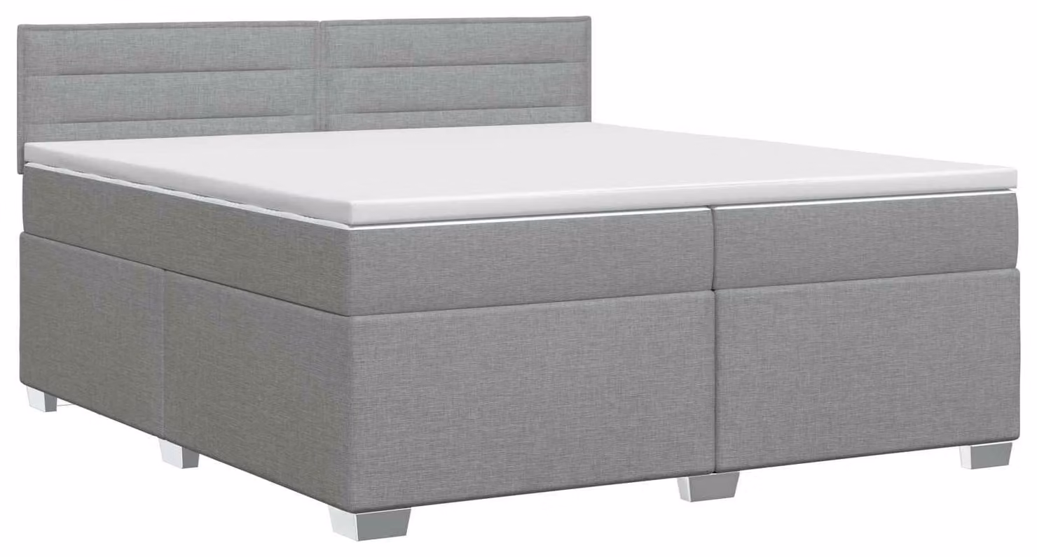 Letto a molle con materasso grigio chiaro 200 x 200 cm in tessuto