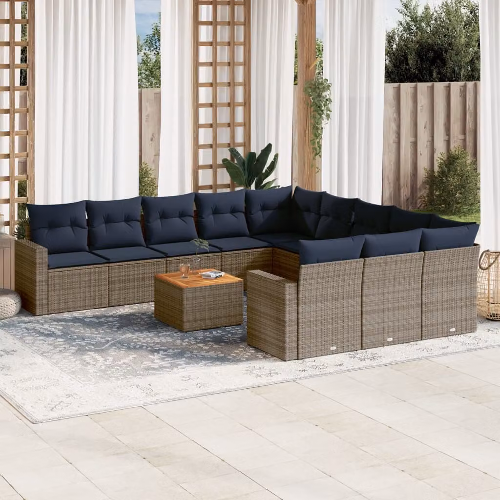 Maison Exclusive - Set Divani da Giardino 12 pz con Cuscini Grigio in Polyrattan
