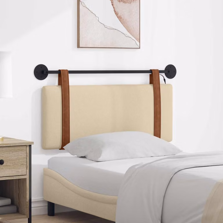 Testiera da letto sospesa vidaXL con luce LED integrata in ecopelle beige
