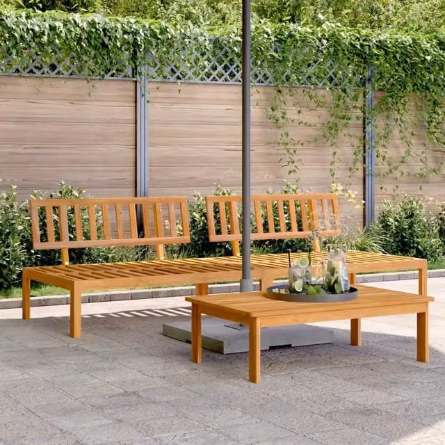 Divani Centrali da Giardino Pallet 2pz Legno Massello di Acacia 365847