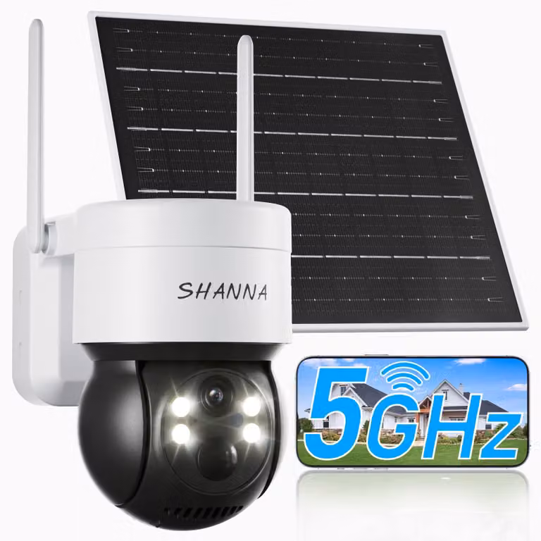 [5 GHz e 2,4 GHz] Telecamera di sorveglianza esterna solare, con batteria da 7800 mAh e pannello solare da 6W