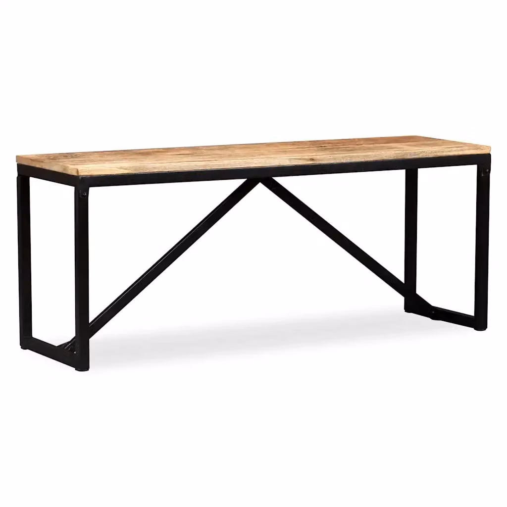 Panca in legno di mango e metallo stile industrial vidaXL, marrone, L: 110 cm, P: 35 cm, H: 45 cm – 2