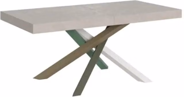 Tavolo allungabile Itamoby Volantis color cashmere con gambe multicolore L: 200-304 cm, P: 90 cm, H: 77 cm – 1