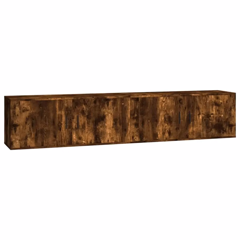 Set di 2 mobili porta TV da parete vidaXL in legno rovere color marrone opaco L: 100 cm, P: 40 cm, H: 34,5 cm – 2