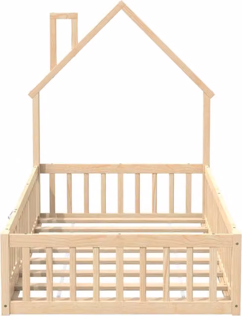 Letto casetta singolo Chicfurn in pino e MDF colore beige naturale L/P: 200 x 90 cm, H: 147 cm