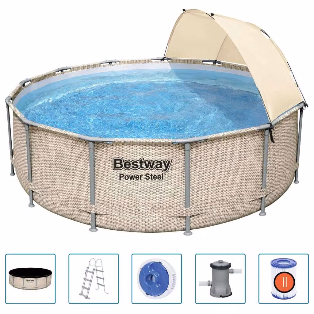 Bestway Set Piscina con Tettoia Power Steel 396x107 cm