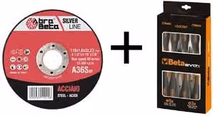 Disco da taglio per ferro ABRABETA 300 MINIDISCO rosso con 2 set di giravolte, dimensioni 115x1,6 mm