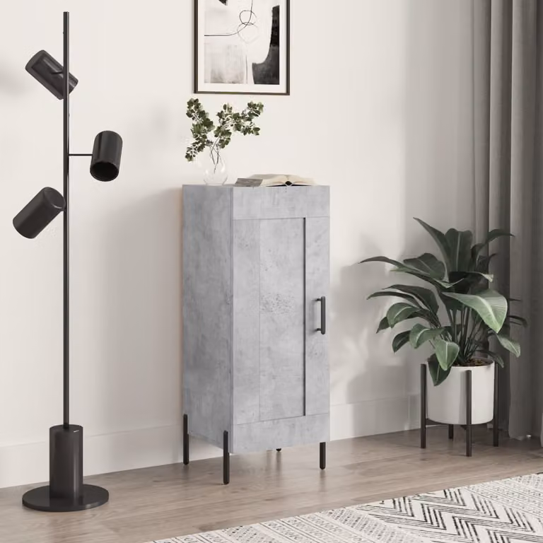 Credenza moderna vidaXL in legno e metallo, colore grigio cemento, L/P/H: 34,5 x 34 x 90 cm