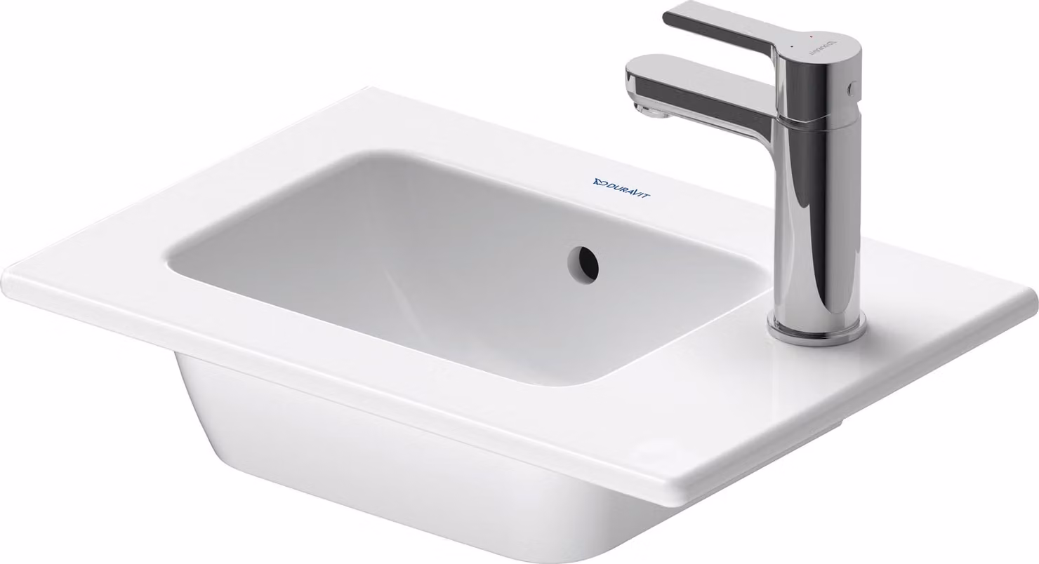 Duravit ME by Starck Meubles lave-mains, 1 trou de coulée, avec trop-plein, avec table à trous, 430 mm, 07234300001, 07234300001