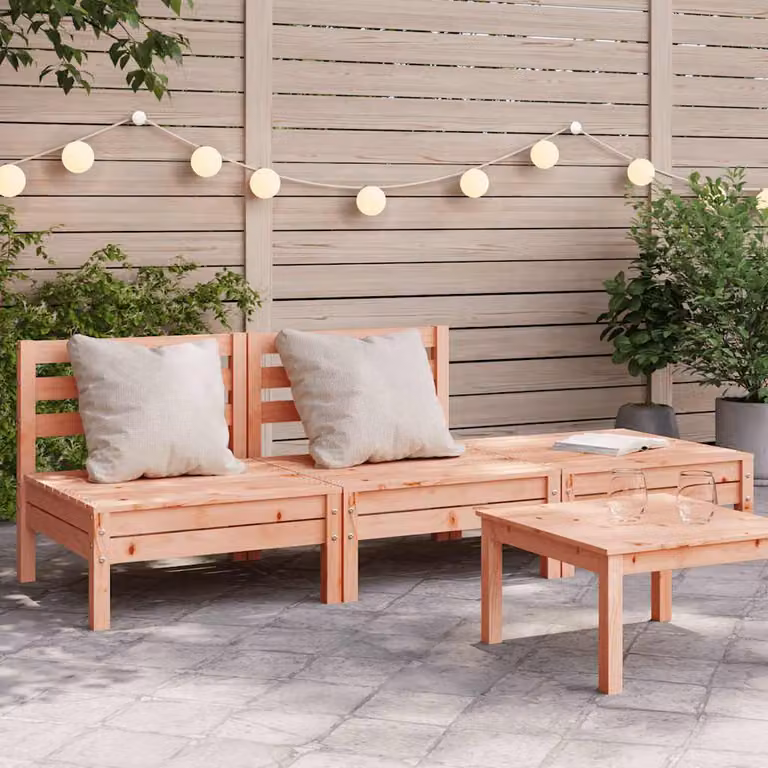 vidaXL Divano da Giardino 3 Posti in Legno di Douglas Marrone con Cuscini