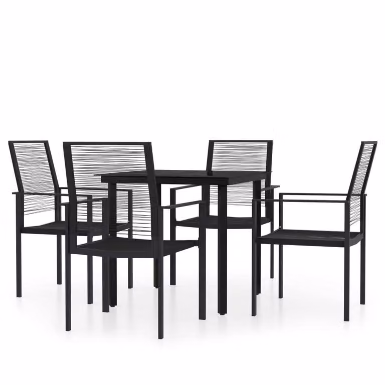 Set Mobili da Pranzo per Giardino 5 pz Nero