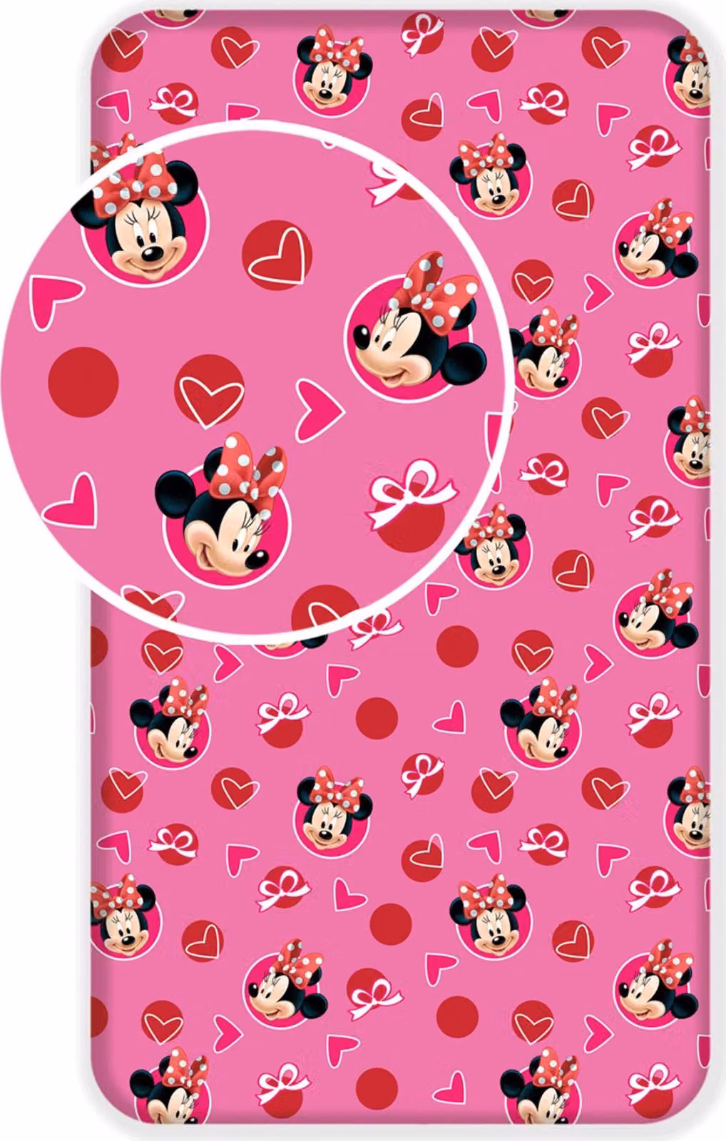 Lenzuolo da montare Disney Minnie Hearts 90x200cm 100% cotone