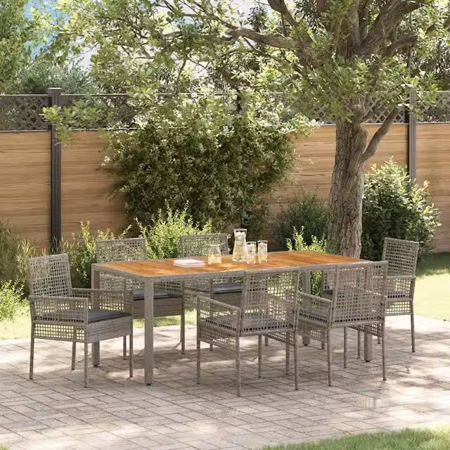Set da Pranzo per Giardino 7 pz Grigio polyrattan 3334913