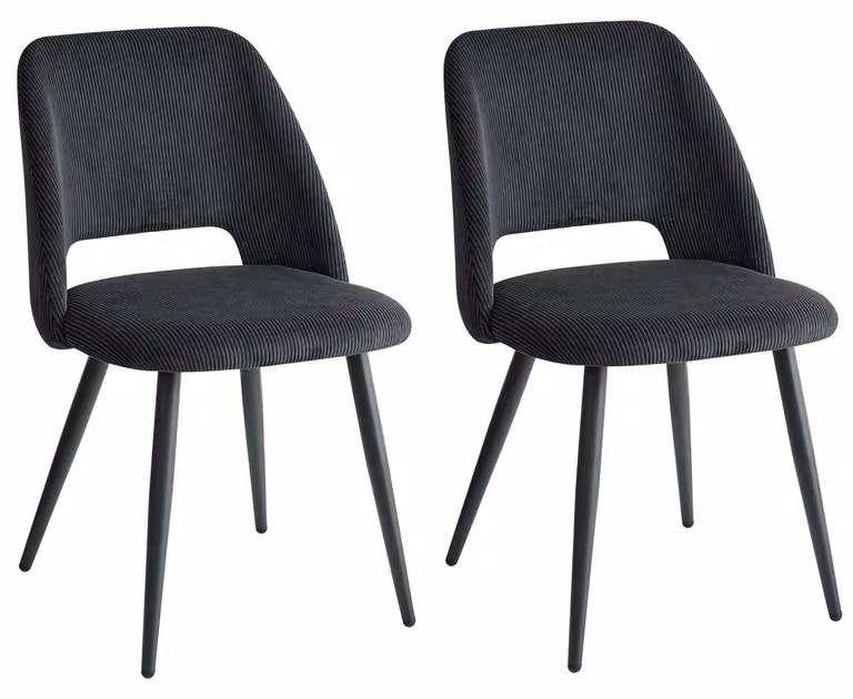 Sedie da pranzo in velluto - Set da 2 - Seduta morbidamente imbottita - Schienale ergonomico - Design moderno - Senza braccioli - Da montare - Nero