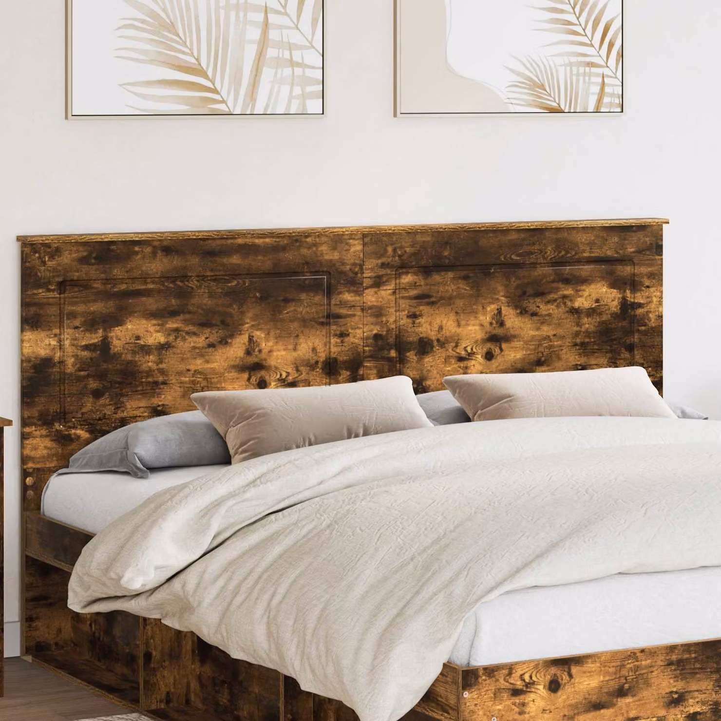 Testiera per letto vidaXL in legno ingegnerizzato color quercia affumicata, Larghezza: 100 cm