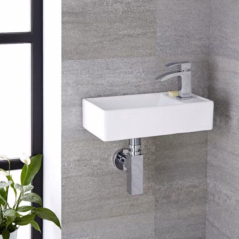 Lavabo Bagno da Appoggio Rettangolare Bianco 100 x 410mm - Halwell