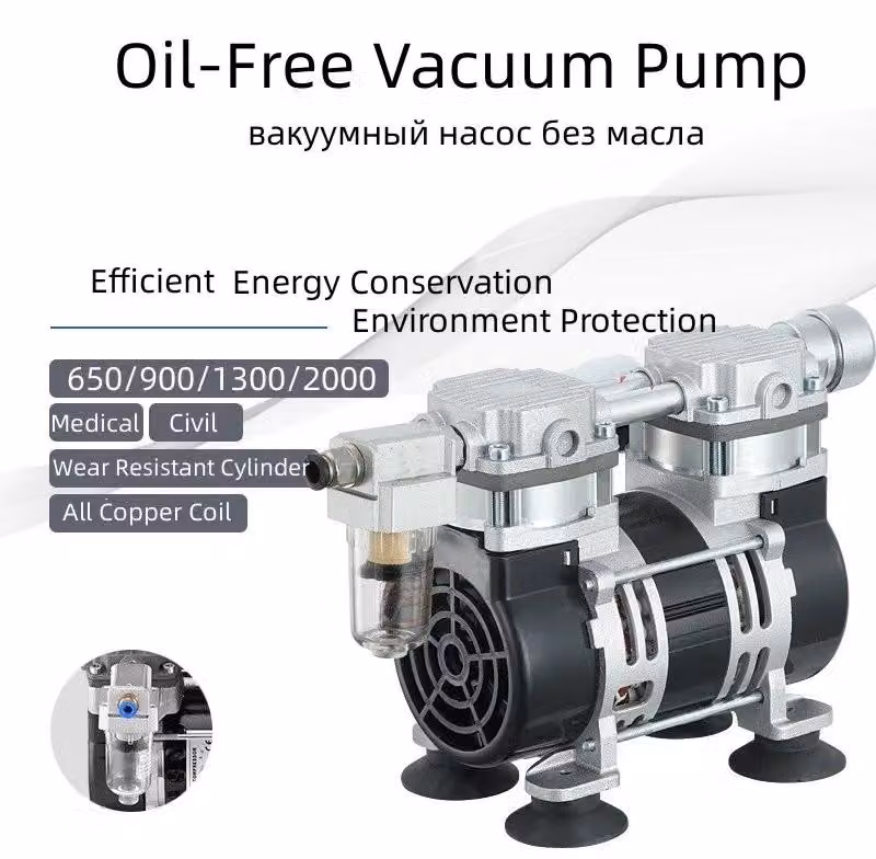 Pompa a vuoto silenziosa e senza olio, 220V - Modello 650H, dispositivo da banco - Ad alta pressione, multistadio - Adatta per uso in laboratorio e in ambito industriale - Spina di tipo europeo