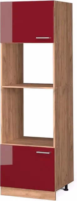 Mobile cucina microonde R-Line Rosso lucido/Rovere dorato 60 cm Vicco