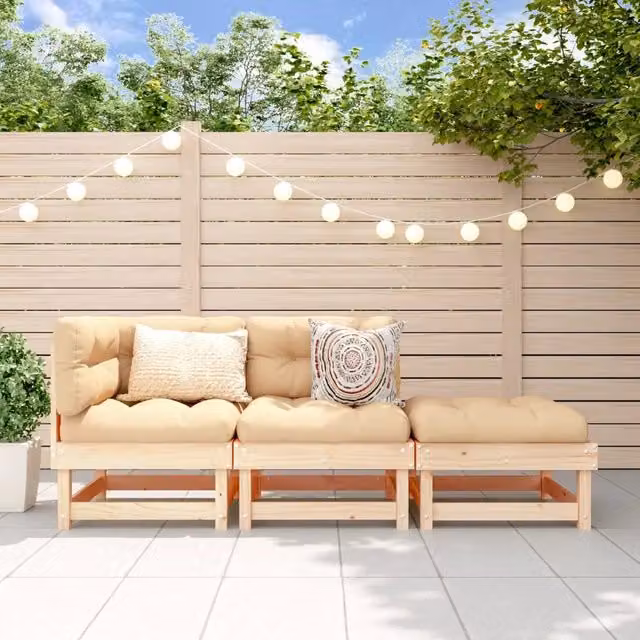 Set Salotto da Giardino 3 pz in Legno Massello di Pino 825408