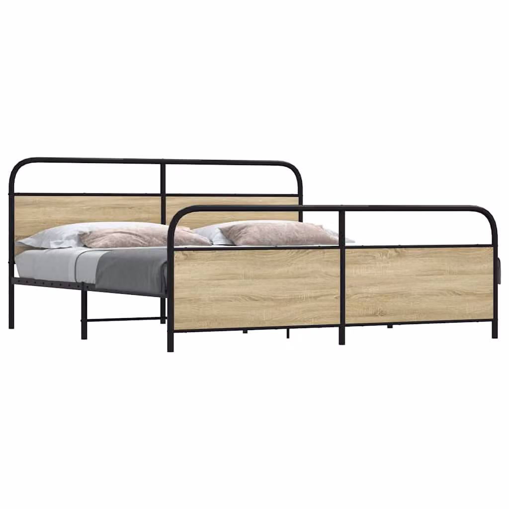 vidaXL Giroletto in Metallo e MDF Rovere Sonoma Marrone L: 187 cm, P: 100 cm, H: 219 cm