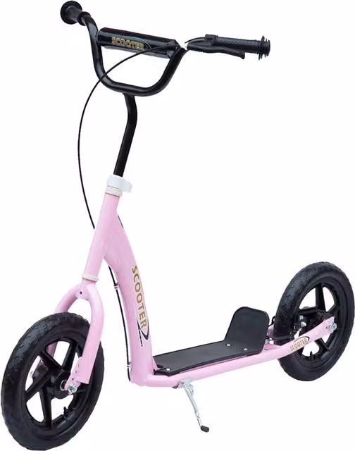 Monopattino per bambini HOMCOM con freno posteriore e manubrio regolabile, Rosa, L/P/H: 120 x 52 x 80-88 cm – 1