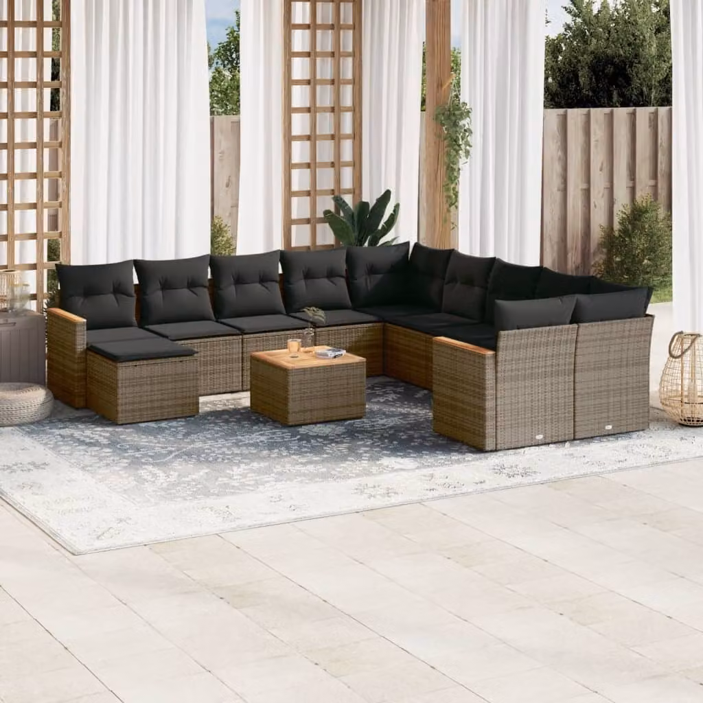 Maison Exclusive - Set Divani da Giardino 12 pz con Cuscini Grigio in Polyrattan