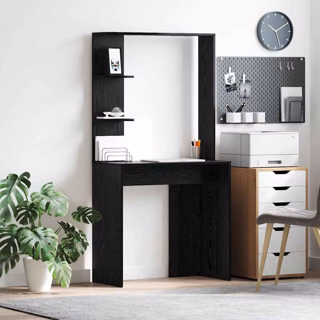 Maison Exclusive - Scrivania, finitura effetto legno nero rovere, realizzata in materiale composito