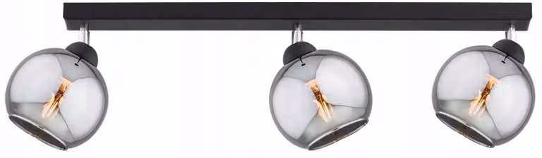 KAR-LIGHTING Lampada da soffitto a 3 luci, nera, in vetro e metallo – Stile a travi per soggiorno, cucina, ufficio, attacco E27