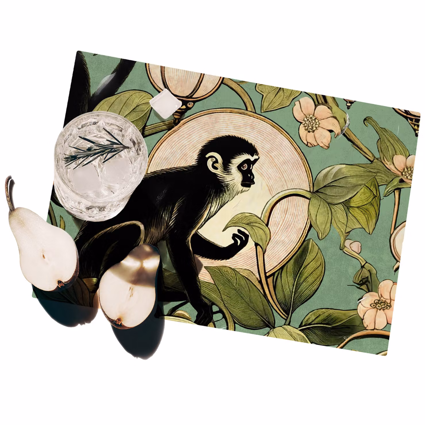 Set di 2 tovagliette rettangolari plastificate con motivo scimmiette verdi Wallpapers 4 beginners L 42 cm x P 30 cm – 2
