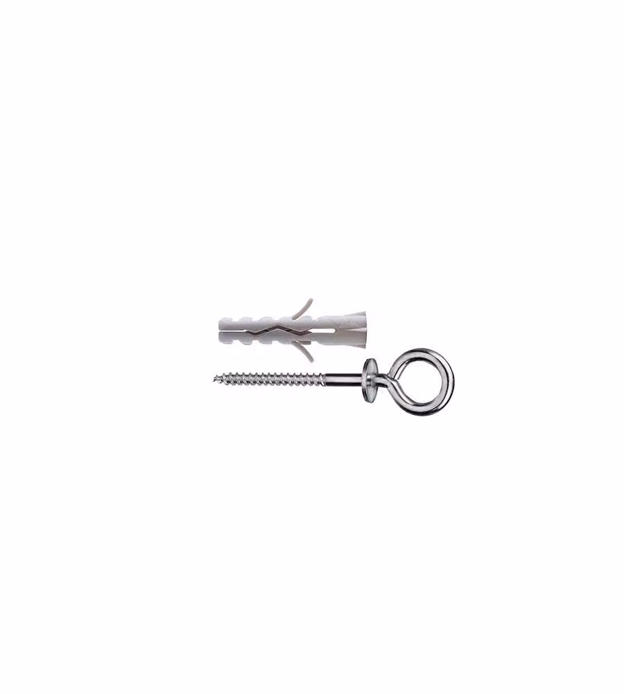 Tasselli in nylon Diam. 6 x 30 senza collarino con occhiolo chiuso 12 pz.