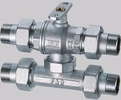 Valvola di Zona Far 3 Vie con Tee di Bypass 3/4 in Metallo Argento