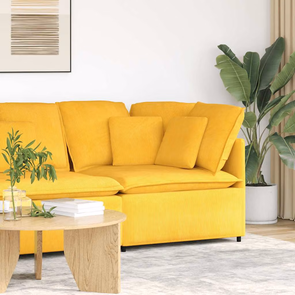 vidaXL Modulo Angolare Divano Modulare con Cuscini Giallo Chiaro L: 100 cm