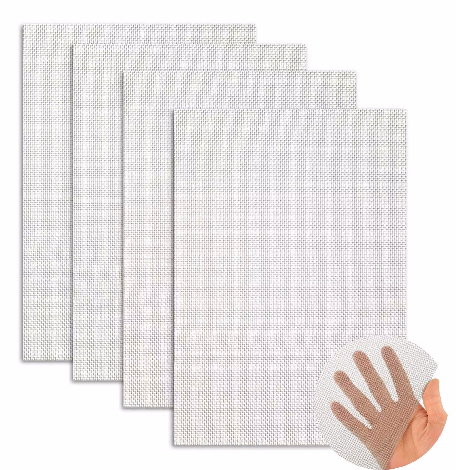 Set di 4 griglie in filo di acciaio inossidabile, dimensioni 210x300 mm, maglia da 1 mm