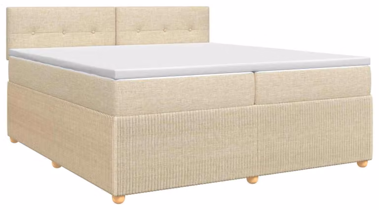Letto a molle con materasso crema 200 x 200 cm in tessuto