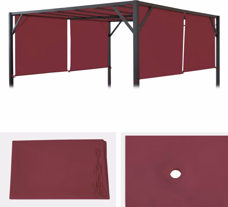 Rivestimento di ricambio per tetto pergolato Beja 3x3 m ~ rosso bordeaux
