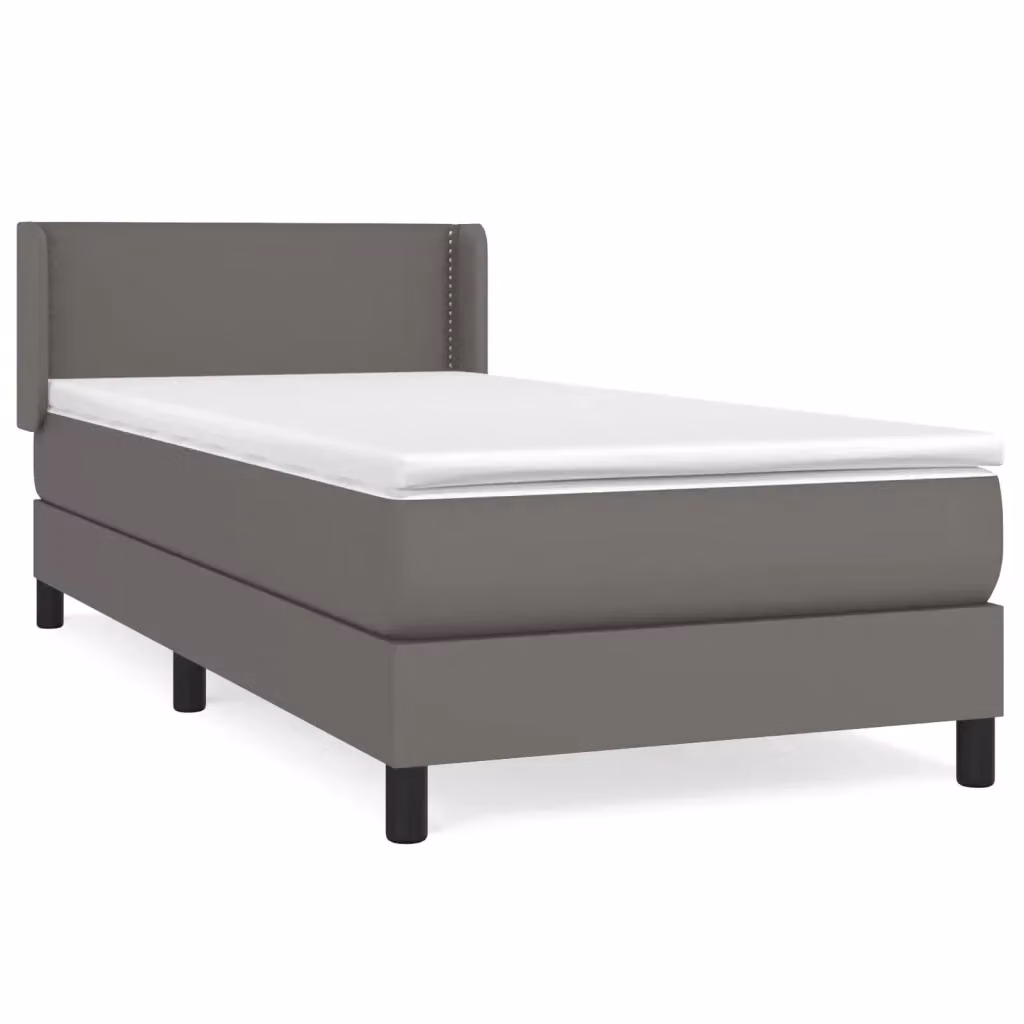 Letto ibrido con giroletto a molle e materasso vidaXL in similpelle grigio e bianco L/P/H: 200 x 100 x 88 cm – 2
