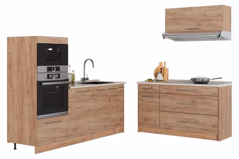 Cucina Vicco Fame-Line Rovere dorato/Rovere dorato 340 cm, PL Marmo, Model 63899